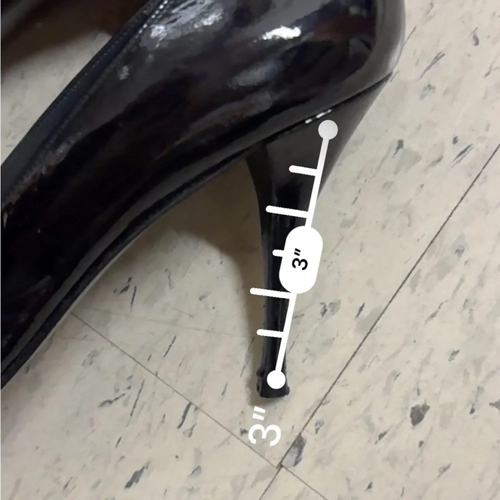 Stuart Weitzman Black Patent Leather Peep Toe Heels | Size 9.5M